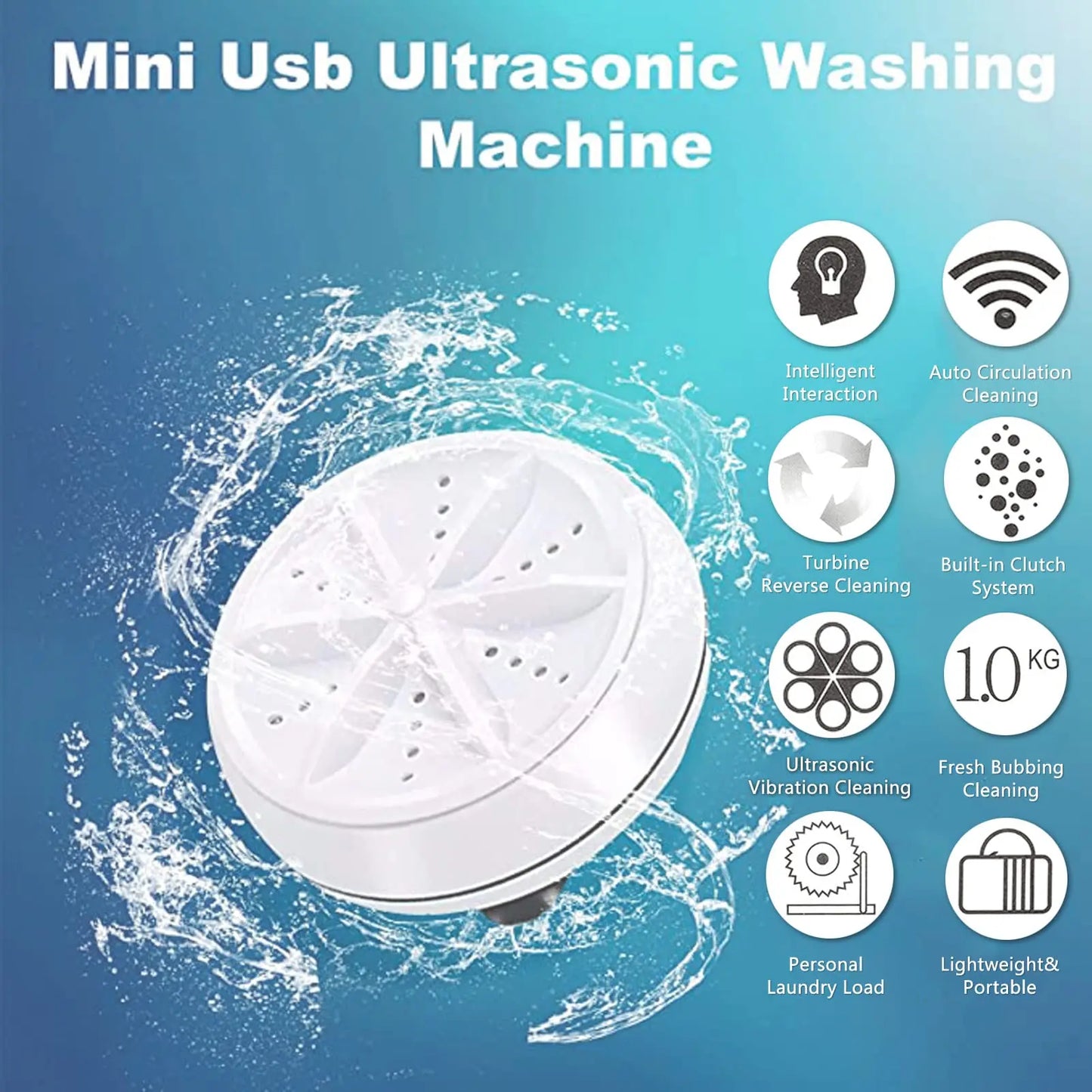 Ultrasonic Turbine Washing Machine,Portable Turbo Washer