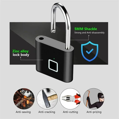 Keyless USB Charging Door Lock Fingerprint Smart Padlock